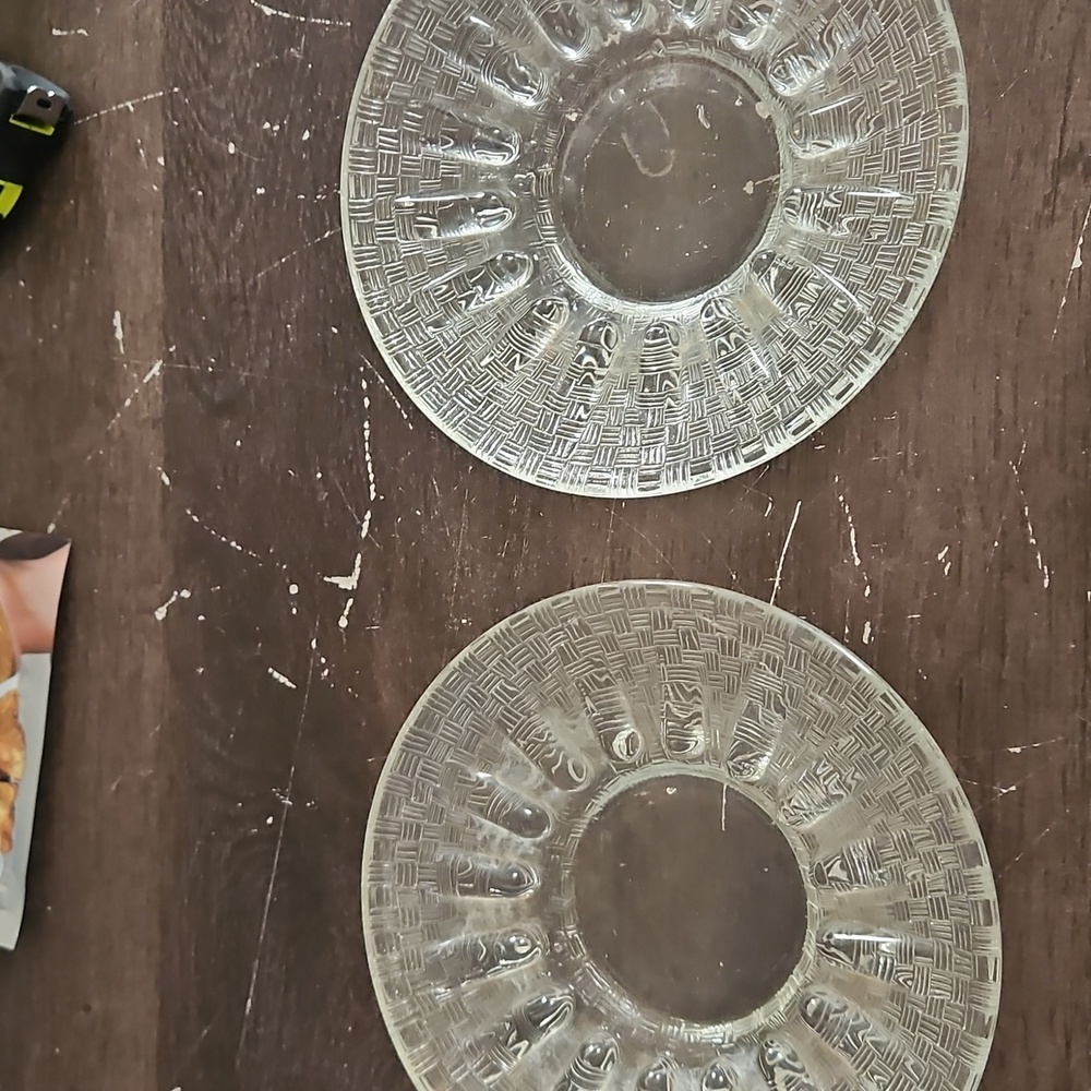 1970s Basketweave Glass Ashtray Trinket Dish